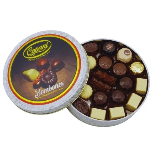 Lata redonda de bombones de chocolate 400 gr